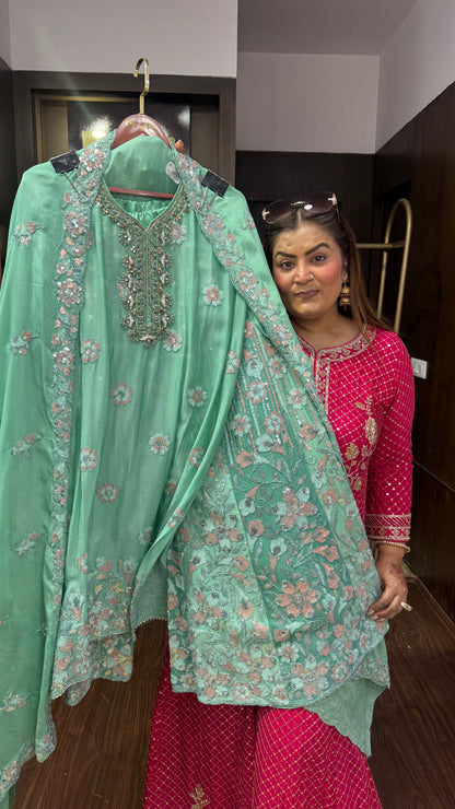Noorvi Pure Chunon Sharara Suit