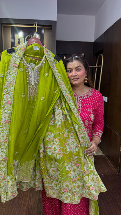 Noorvi Pure Chunon Sharara Suit