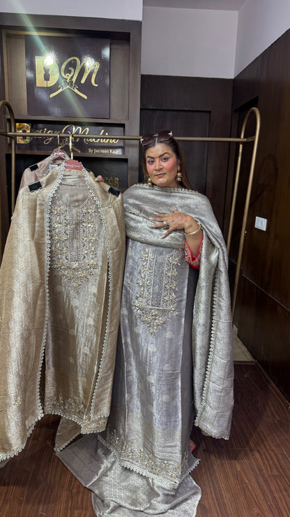 Arohi Glass Tissue Unstitched Suit