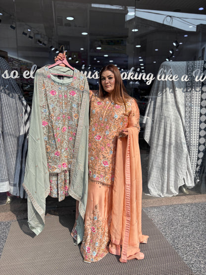Isha (Pure Satin Silk Sharara Suit)