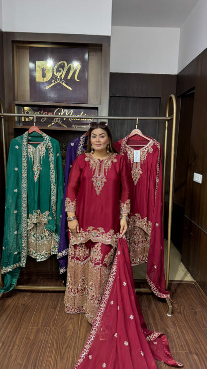 Mahnoor Chunon Crepe Sharara Suit