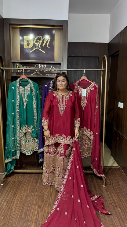 Mahnoor Chunon Crepe Sharara Suit