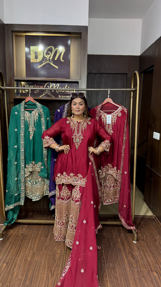 Mahnoor Chunon Crepe Sharara Suit