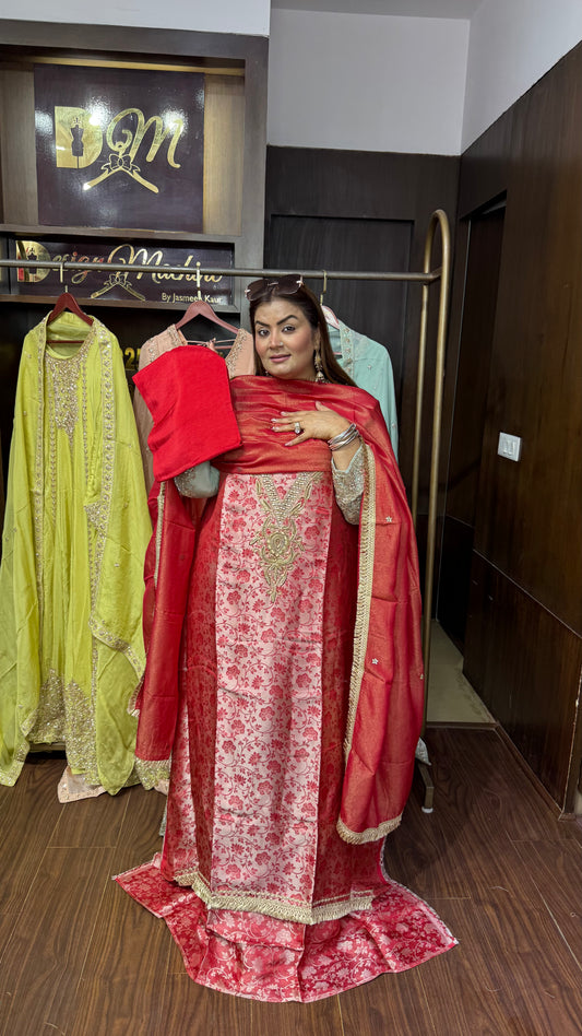 Zariya Ziraff Tissue Unstitched Suit