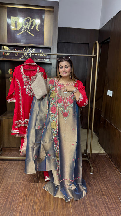 Arohi Crush Tissue Unstitched Suit