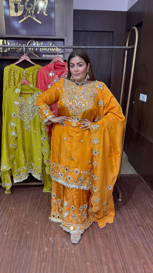 Noor Mahal Glass Tissue Sharara Suit