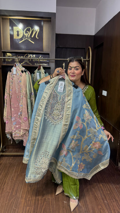 Zareen Glass Tissue Unstitched Suit