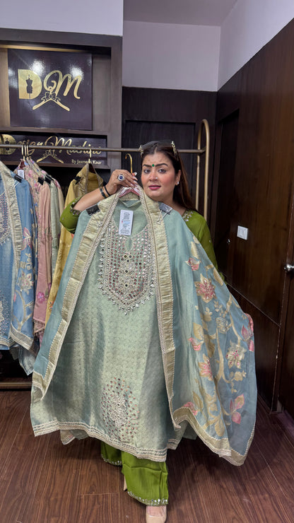 Zareen Glass Tissue Unstitched Suit