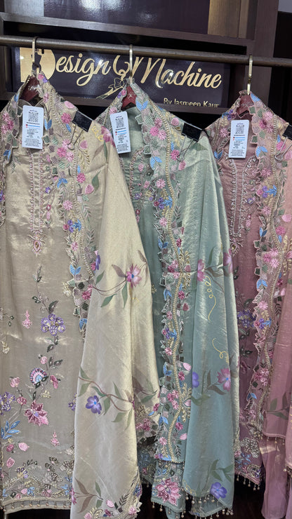 Elara Glass Tissue Unstitched Suit