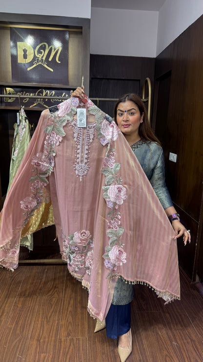 Saanjh Ziraff Tissue Unstitched Suit