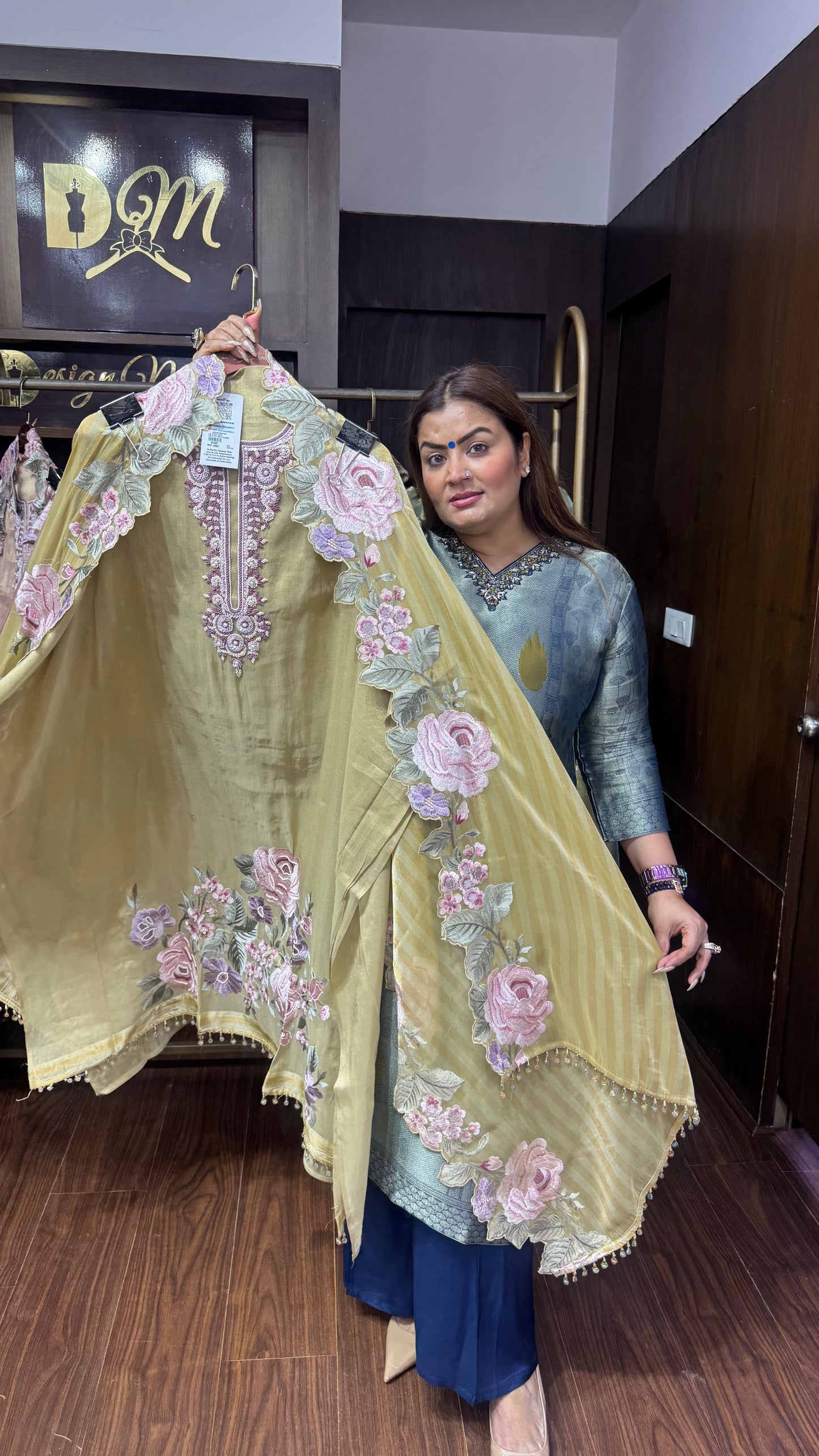 Saanjh Ziraff Tissue Unstitched Suit