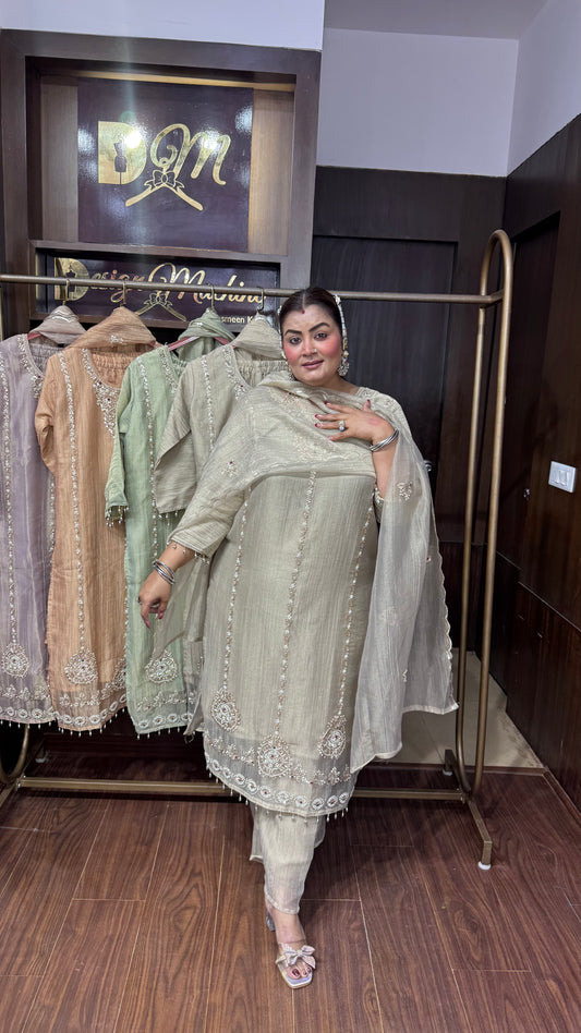 Aashvi Crush Tissue Suit