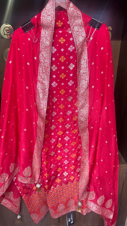 Rangsa Pure Bandhani Unstitched Suit