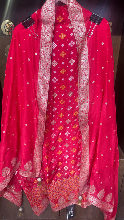 Rangsa Pure Bandhani Unstitched Suit