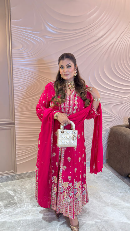 Aarvya Pure Chinon Anarkali Suit