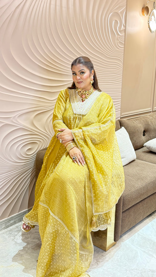oo Glass Tissue Anarkali Suit