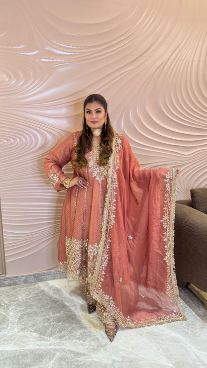 Zariya Glass Tissue Farshi Salwar Anarkali Suit