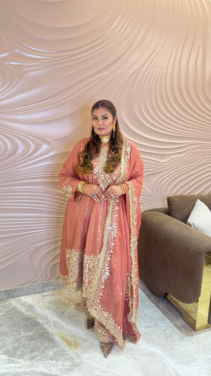 Zariya Glass Tissue Farshi Salwar Anarkali Suit