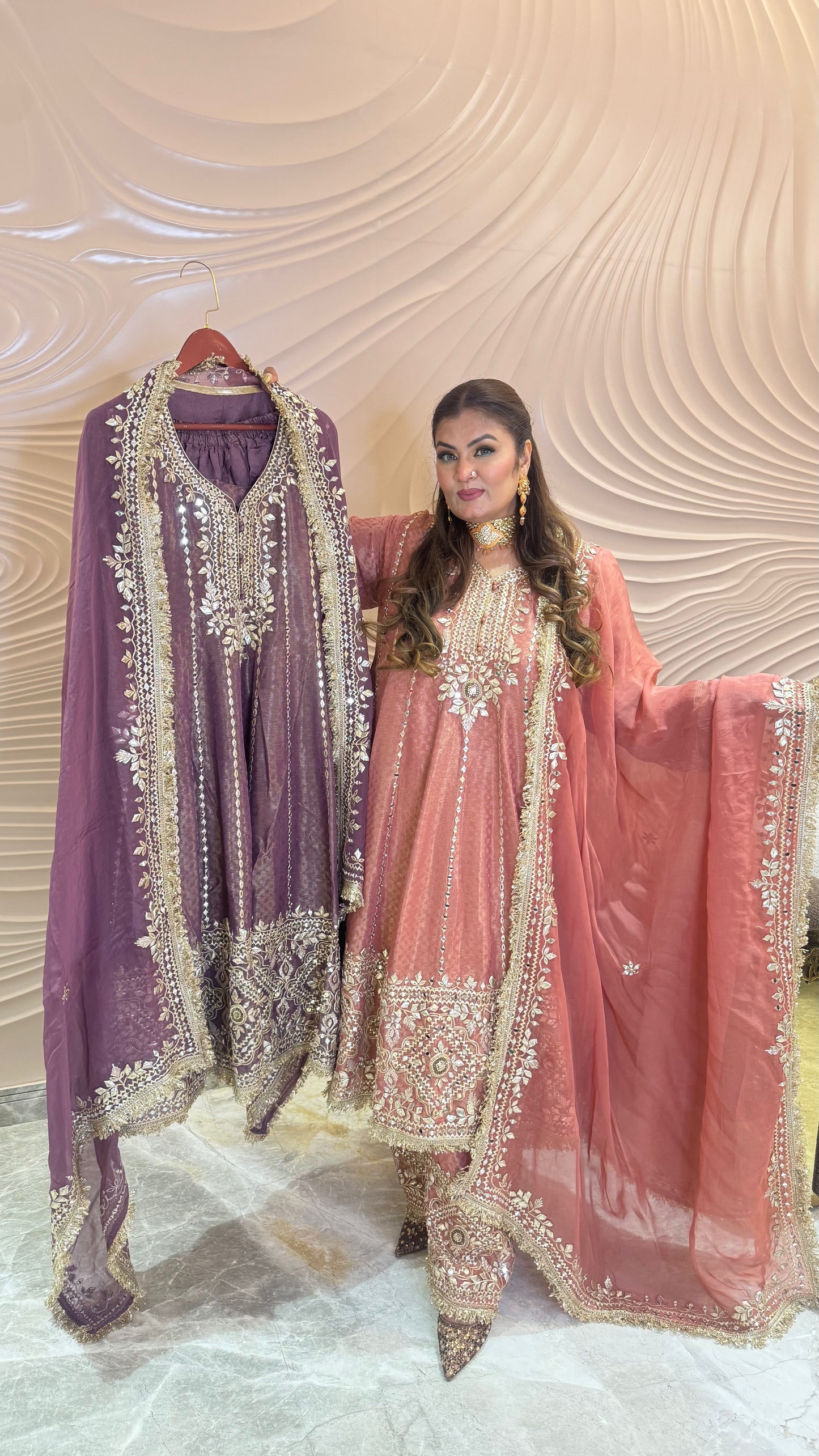 Zariya Glass Tissue Farshi Salwar Anarkali Suit