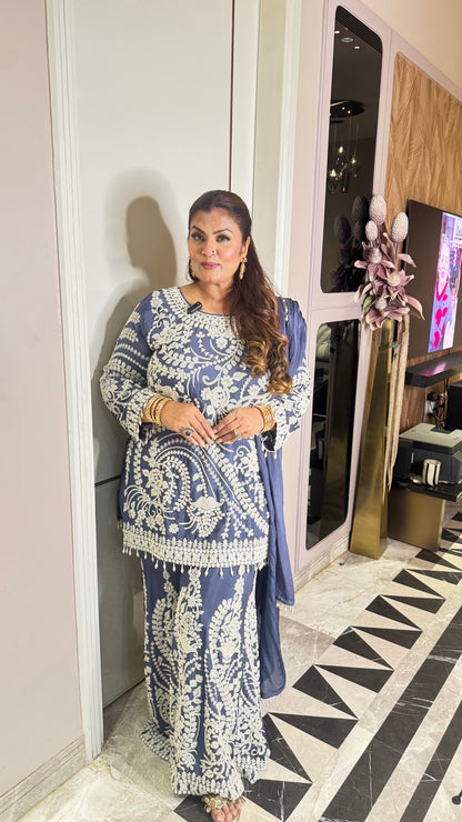 Aabha Pure Chunon Sharara Suit