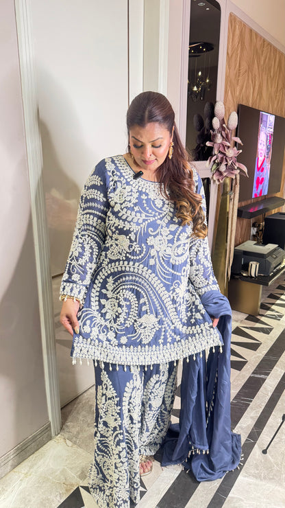 Aabha Pure Chunon Sharara Suit