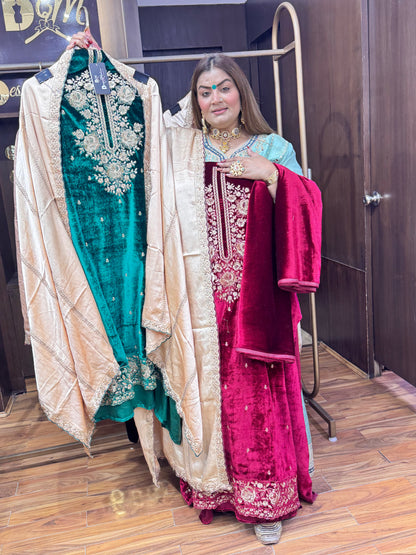 Zareen Velvet (Unstitched Suit)