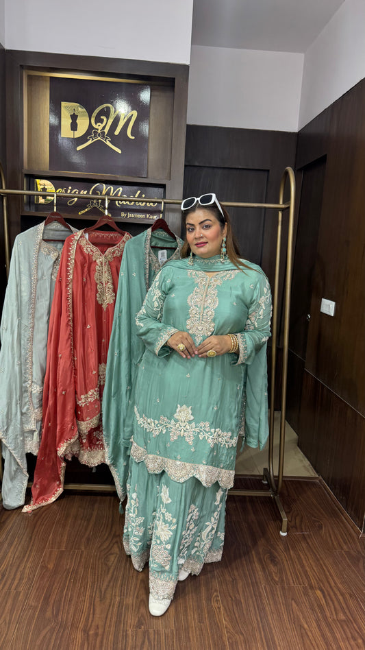Olyra (Pure Chinnon Sharara Suit)
