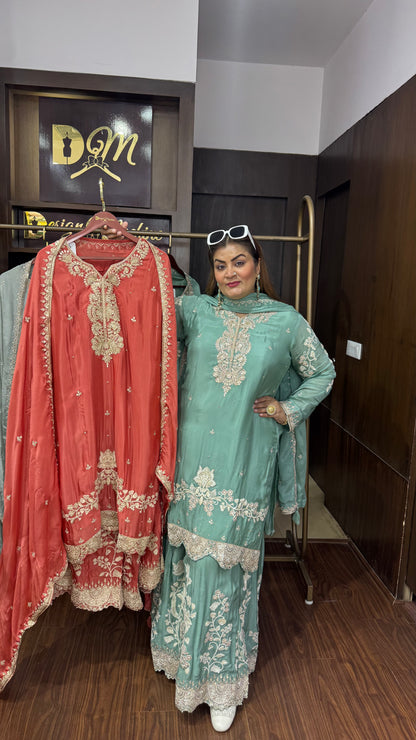 Olyra (Pure Chinnon Sharara Suit)