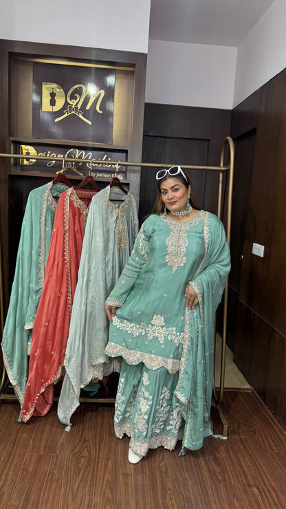 Olyra (Pure Chinnon Sharara Suit)