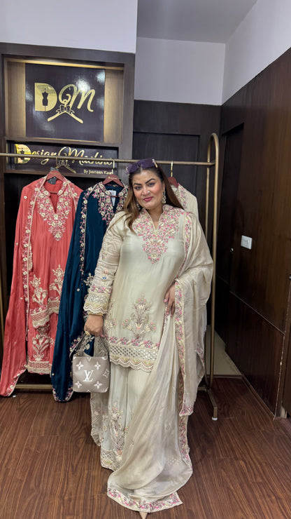 Zorielle (Pure Chinnon Sharara Suit)