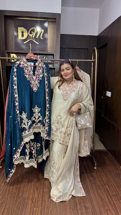 Zorielle (Pure Chinnon Sharara Suit)