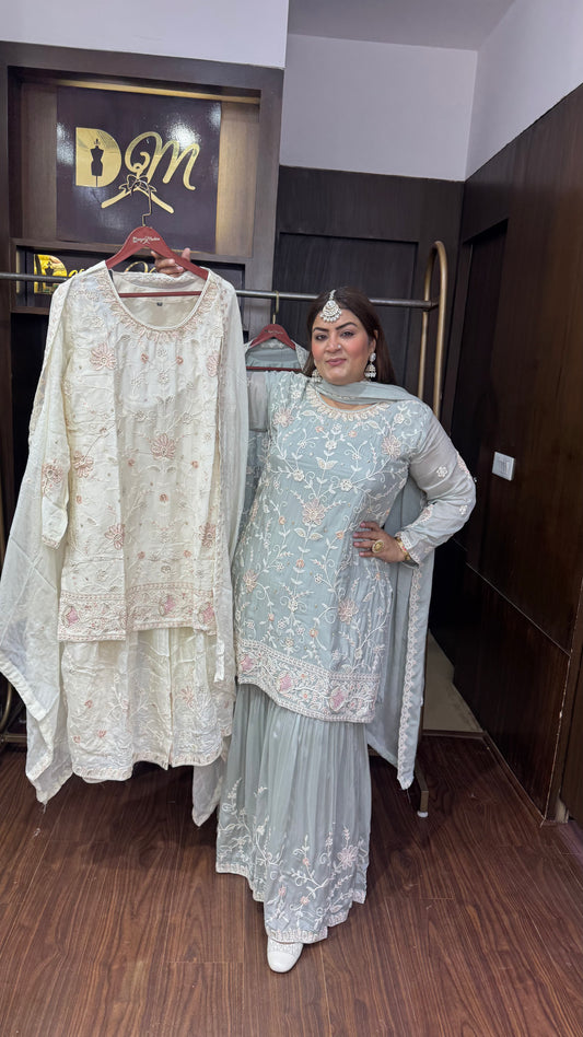 Lorina (Pure Chinnon Sharara Suit)