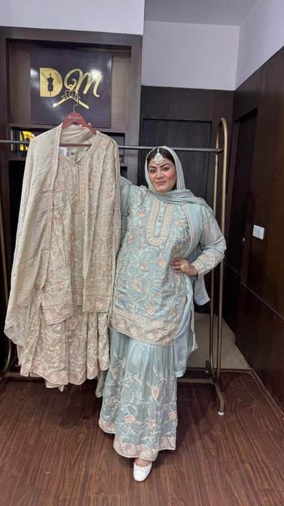 Zolina (Pure Chinnon Sharara Suit)