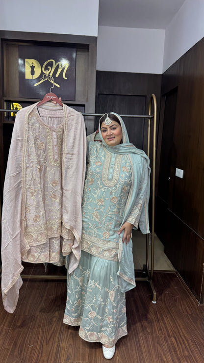 Zolina (Pure Chinnon Sharara Suit)