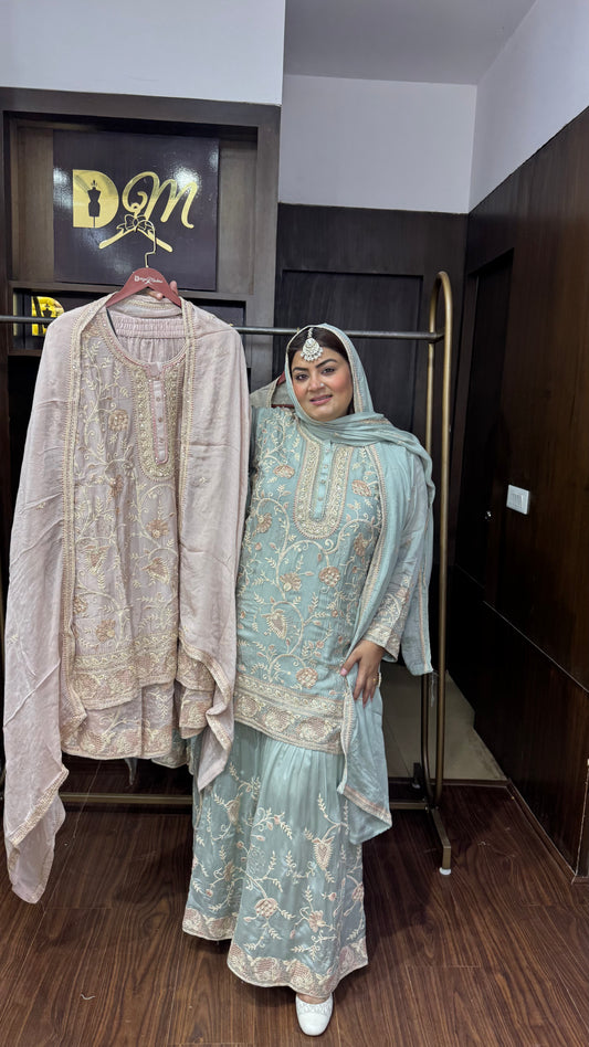 Zolina (Pure Chinnon Sharara Suit)