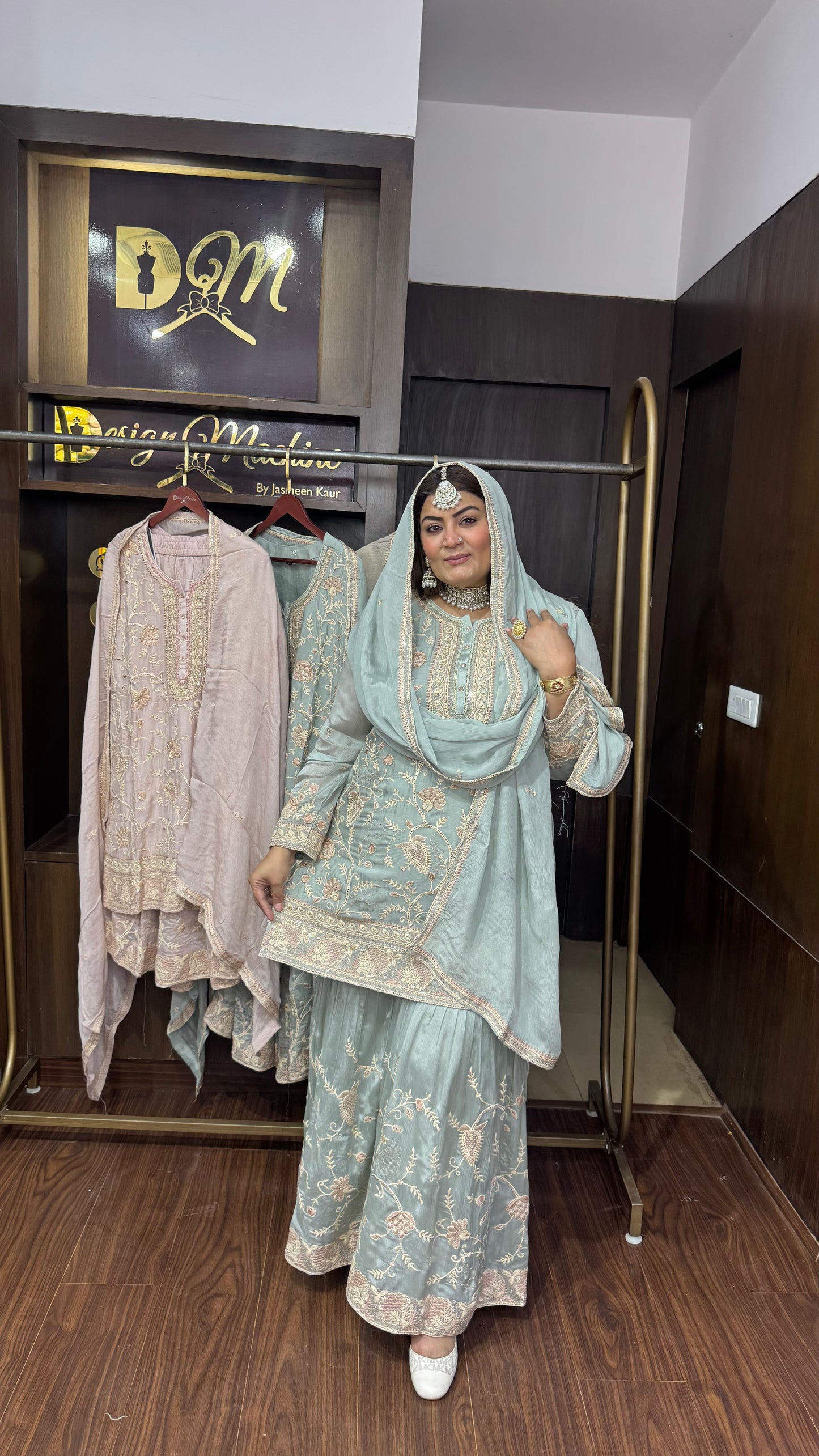 Zolina (Pure Chinnon Sharara Suit)