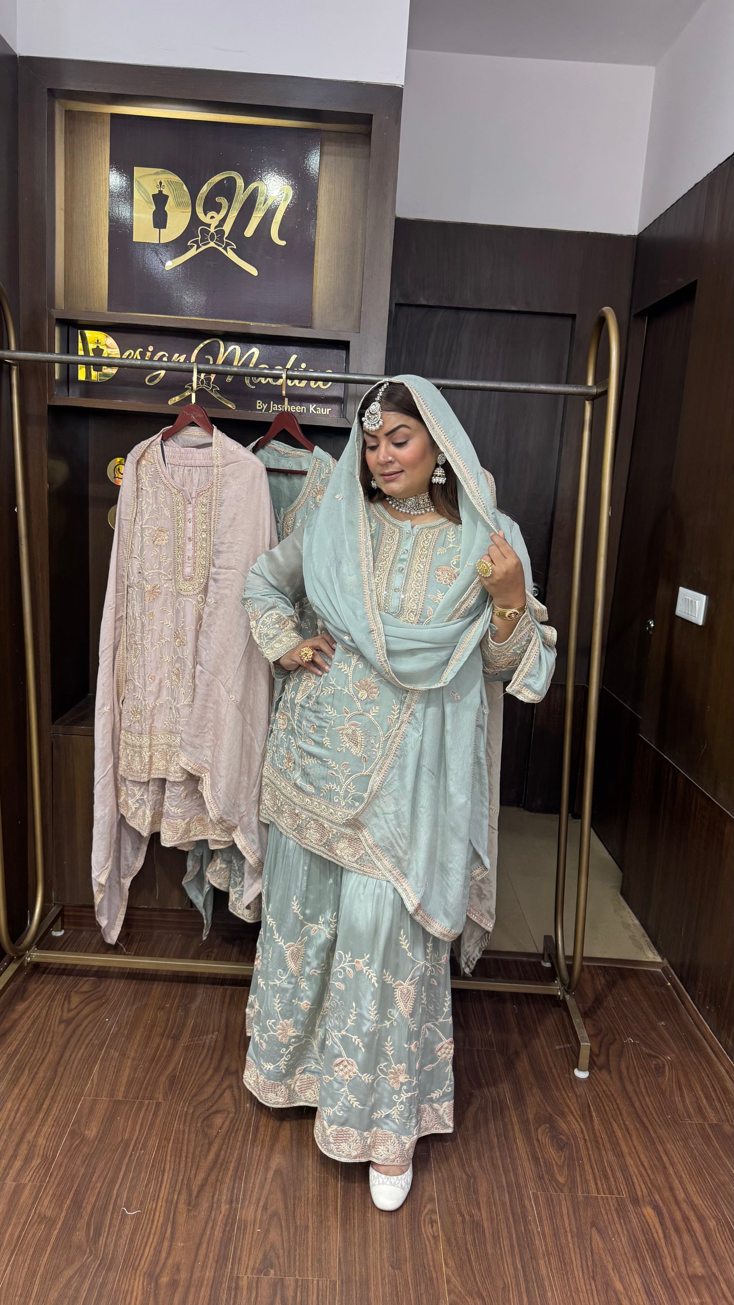 Zolina (Pure Chinnon Sharara Suit)