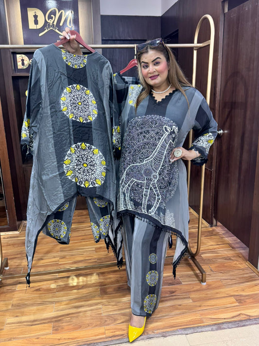 pure crepe printed coordset