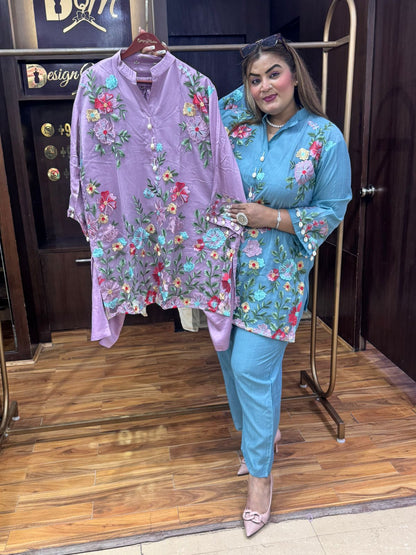 embroidery cotton coordset