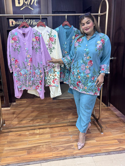 embroidery cotton coordset
