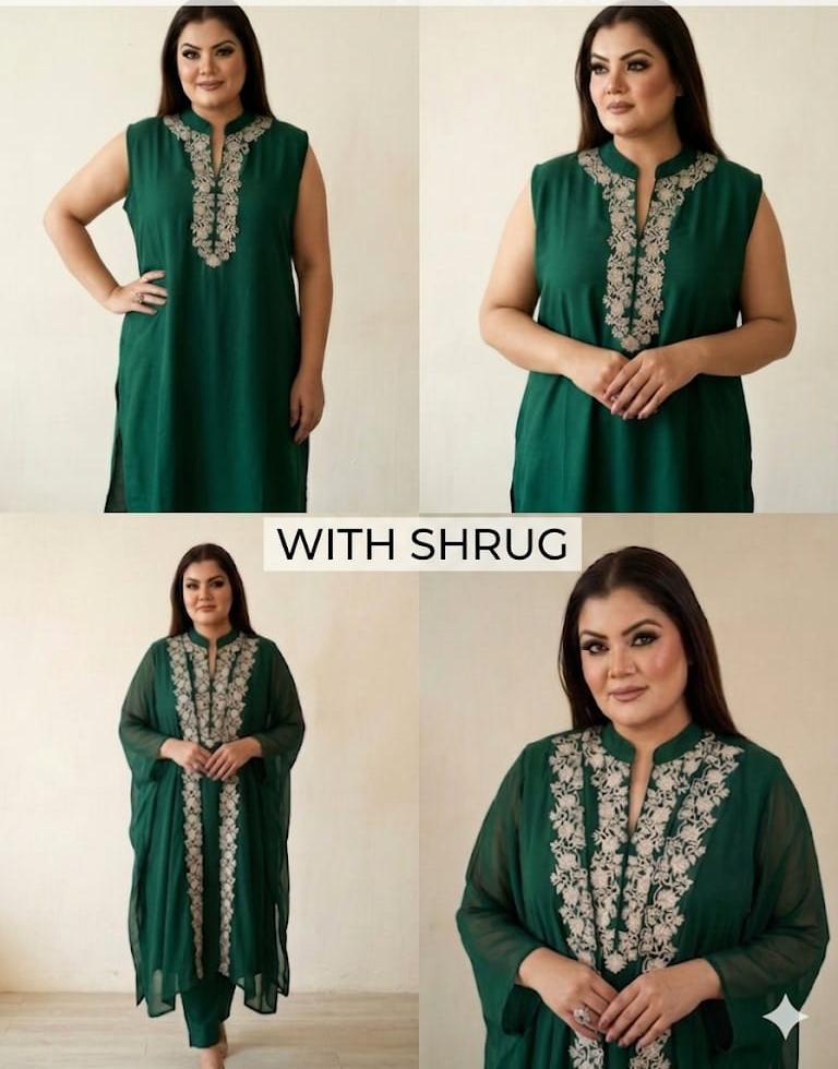 Hand Embroidered Kurti With Elegant Shrug (Georgette)