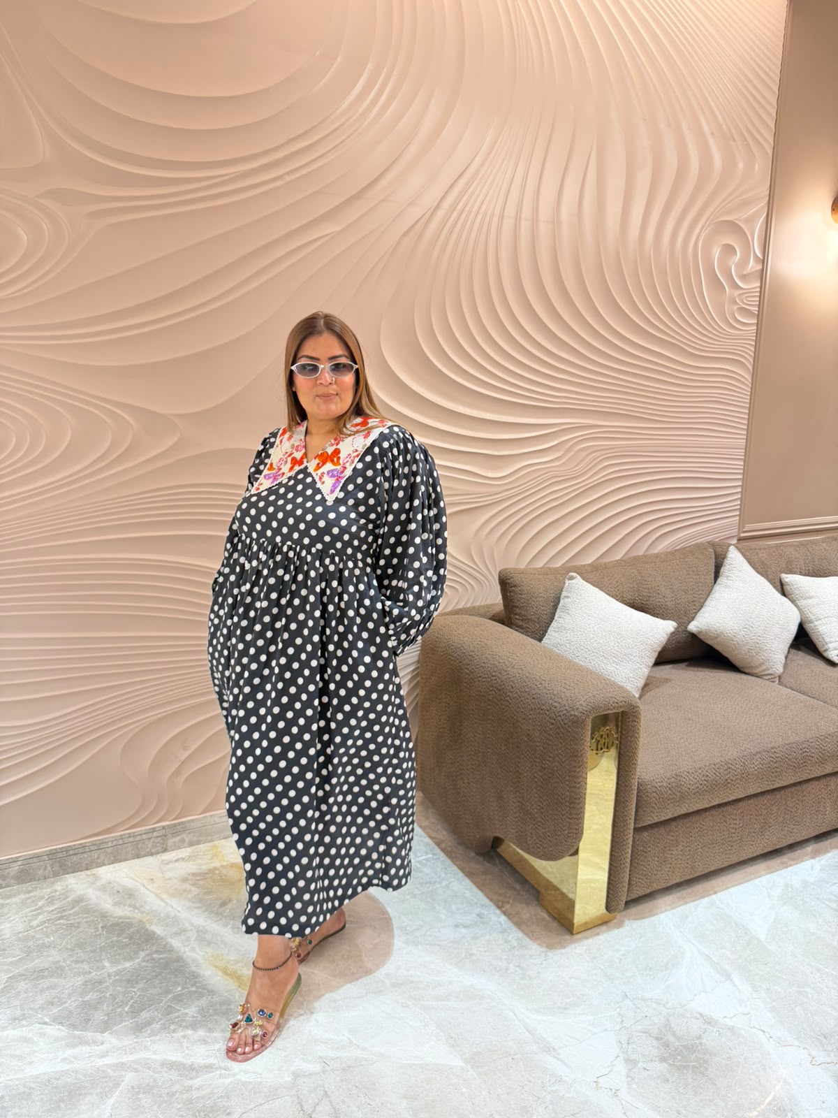 Roselle Crepe Polka Dress