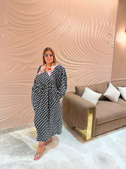Roselle Crepe Polka Dress