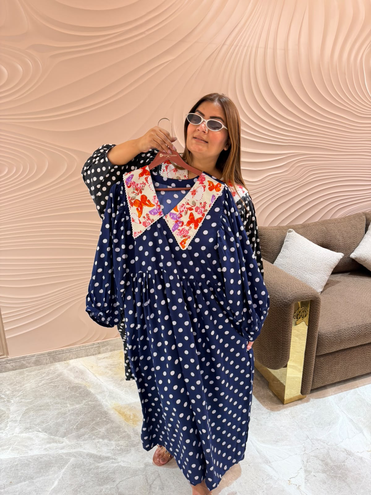 Roselle Crepe Polka Dress