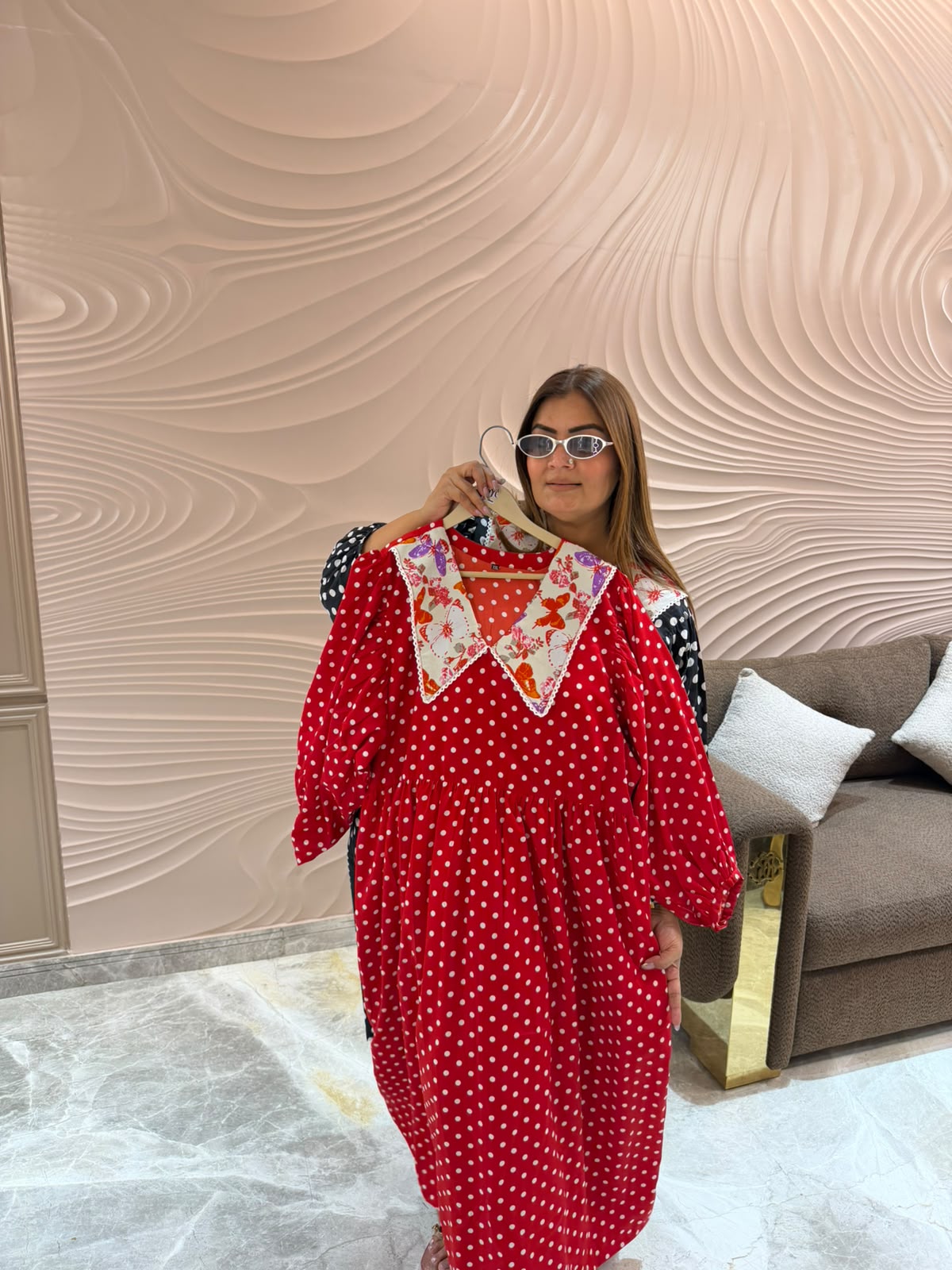 Roselle Crepe Polka Dress