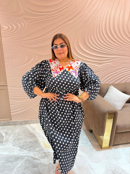 Roselle Crepe Polka Dress