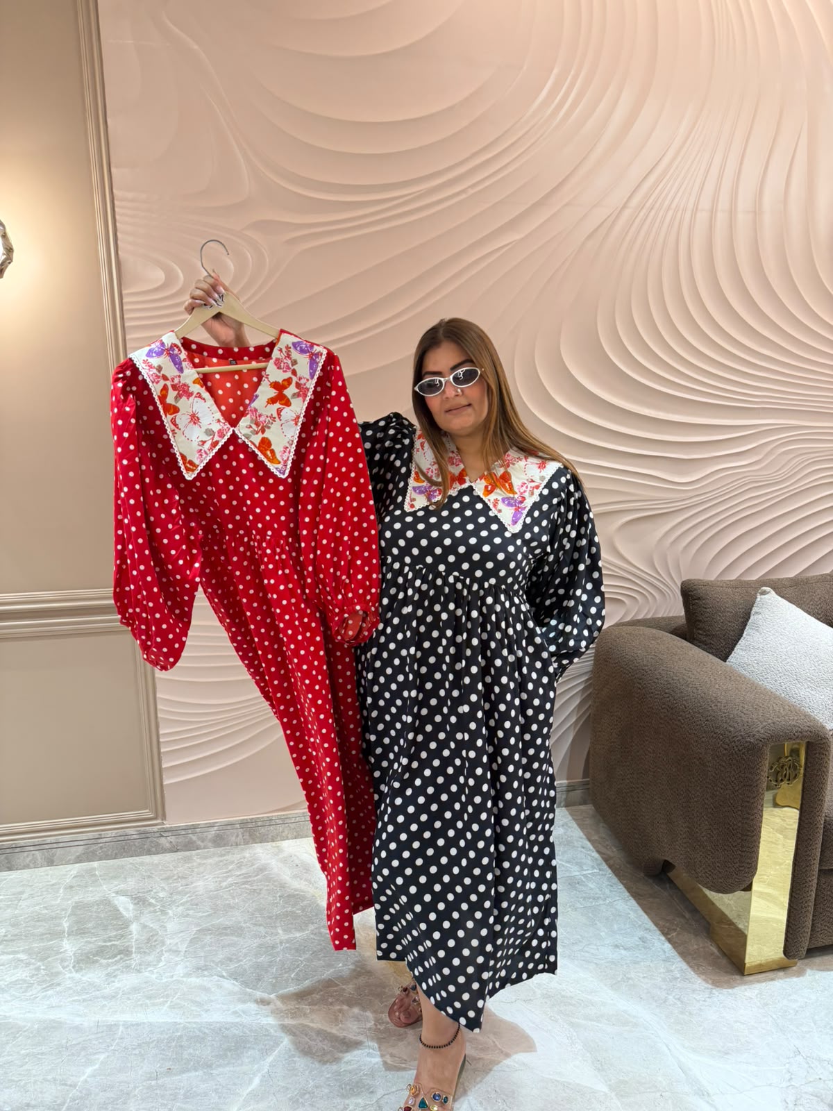 Roselle Crepe Polka Dress