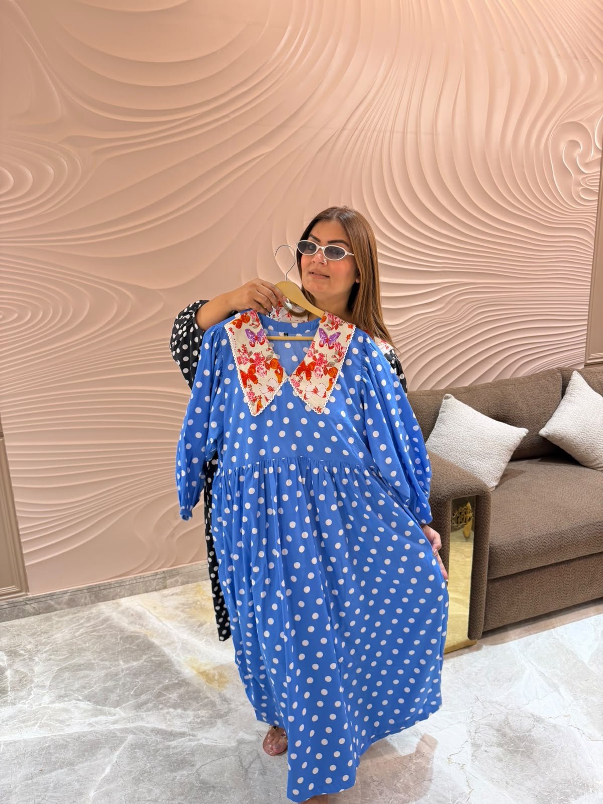 Roselle Crepe Polka Dress