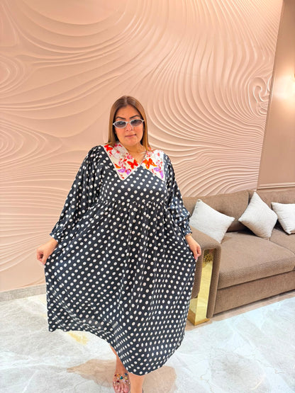 Roselle Crepe Polka Dress