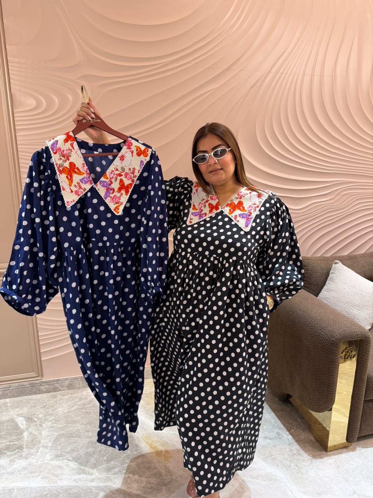 Roselle Crepe Polka Dress